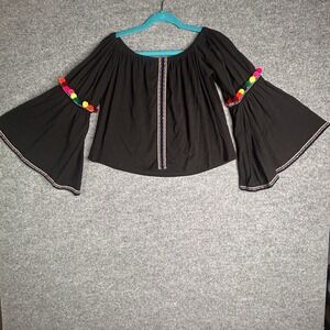 Pitusa Pom Pom Crop Top Womens One‎ Size Black